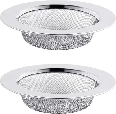 Zdjęcie produktu dla Zestaw 2 sitek odpływowych ze stali nierdzewnej, sitko prysznicowe 11,5 cm, sitko zlewozmywakowe do kuchni