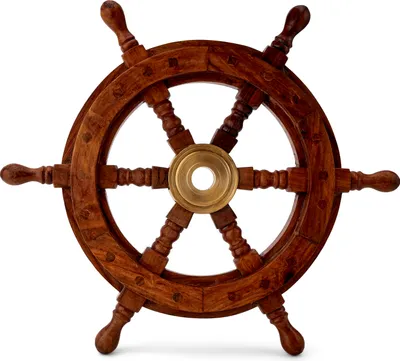Produktbild von NKlaus 30cm Maritimes Steuerrad Holz mit Messingnabe Standard-Qualität Schiffsrad Deko 11740