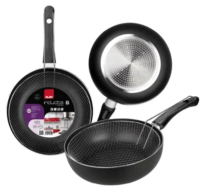 Obrázek produktu pro Pánev a koš Ibili-Inducta, hliník, 26 cm, černá/stříbrná