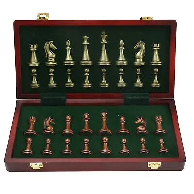 Produktbild von Tragbare Metall Schach Set mit Klapp Holz Schachbrett Stück Lagerung