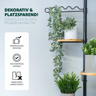 Étagère à Plante Porte-plante En Métal Rétro-Noir Trois étages