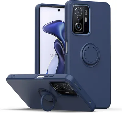 Produktbild von Xiaomi 11T Pro Handyhülle, Ring Halter Ständer Kratzfeste Weiche Silikon schutzhülle für Xiaomi 11T / Xiaomi 11T Pro Blau
