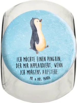 Produktbild von Mr. & Mrs. Panda Kaffeedose Pinguin marschieren L 870ml - Eisblau - Geschenk, Schwester, Bruder, Unausgeschlafen, Vorratsbehälter, Bonboniere, Pinguine, Vorratsdose