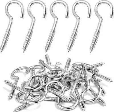 Produktbild von 100 Stück Schraubhaken, Verzinkte Stahlhaken, Deckenhaken, Hakenschraube, Haken zum Schrauben, Einschraubhaken Robuste Becherhaken（M3-32mm）