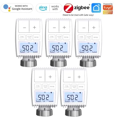 Zdjęcie produktu dla Termostat grzejnikowy ZigBee 3.0 do inteligentnego domu, zawór termostatyczny, kompatybilny z Tuya, programowalny, sterowanie przez aplikację, sterowanie głosowe, termostat, grzejnik, kompatybilny z Amazon Alexa i Google Home