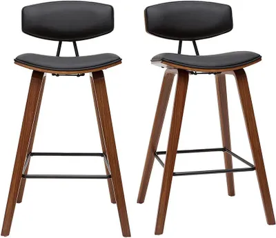 Produktbild von Vasco Design-Barhocker im Zweierset, schwarz mit dunklem Holz, H 69 cm