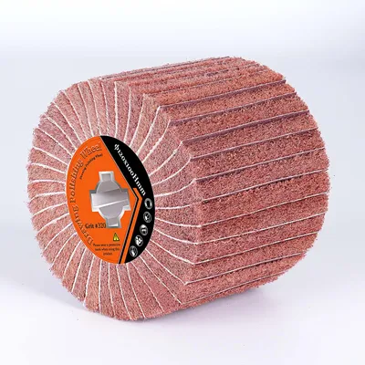 Produktbild von 320# Schleifwalzen Bürste für Satinierer, PA-Fasern + Schleifpapier, 12x10cm, Schleifbürste Reibfestzur zur Metall, Holz Stein Schleifen Renovierung