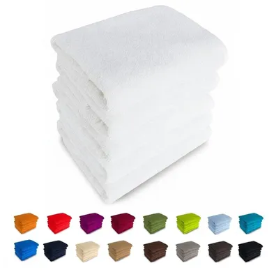 Produktbild von 400g/m² Handtücher 50x100 Badetücher 100% Baumwolle Frottee Nr 01 weiß