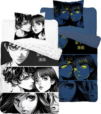 Produktbild von Bettwäsche aus Baumwolle, die im Dunkeln leuchtet 140x200 Fluo Manga