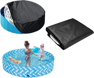 Produktbild von Abdeckung Für Hundepool, Rund Pool Schutzabdeckung Schwimmbad Abdeckung, Faltbare UV-beständig Poolabdeckplane Whirlpool Abdeckung Kinderbeckenabdeckung Für Family Pools, Schwarz，162cm x 30cm