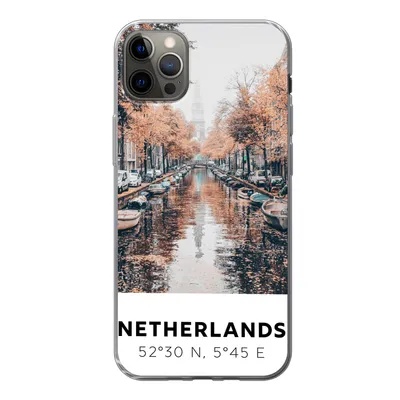 Produktbild von MuchoWow® Handyhülle Schutzhülle Hülle für iPhone 12 Pro Max Niederlande - Amsterdam - Gracht - Herbst Silikon Softcase Handy Hülle - Hartschale
