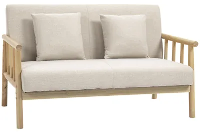Immagine prodotto di Divano a 2 posti HOMCOM, divano con 2 cuscini lombari effetto lino per piccoli spazi, beige