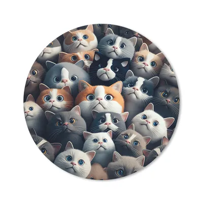 Produktbild von MuchoWow® Mauspad Mousepad Katze - Tiere - Katze - Grau - Muster - Kind 50x50 cm - Mousepads - Maus Mat - Pad - Mausunterlage - Vinyl