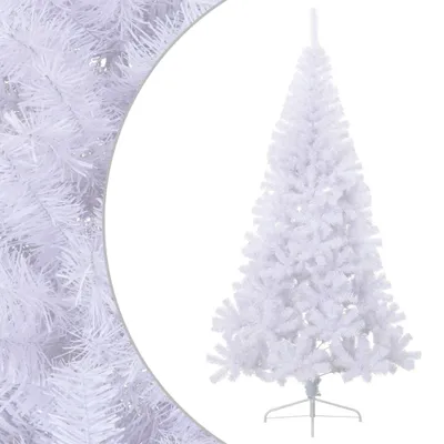 Zdjęcie produktu dla vidaXL Sztuczna pół choinka ze stojakiem biała 210 cm PVC