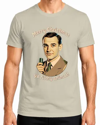 Productafbeelding van Merry Christmas, viezerik! Grappig kerstshirt voor heren, met de tekst "Merry Christmas, viezerik!", natuurmotief, maat XXL