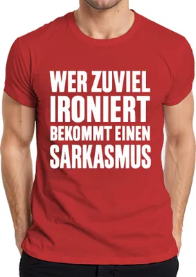 Immagine prodotto di Chi ironizza troppo diventa sarcastico dicendo regalo T-shirt da uomo, rosso, L