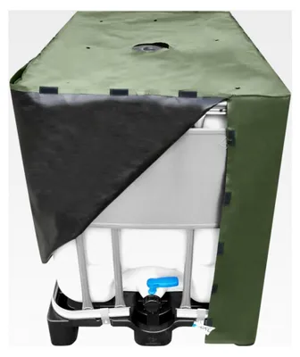 Produktbild von IBC Abdeckung UV-Schutz Gewebe mit Klettverschluss in Grün für 600l IBC (120x80x100cm)