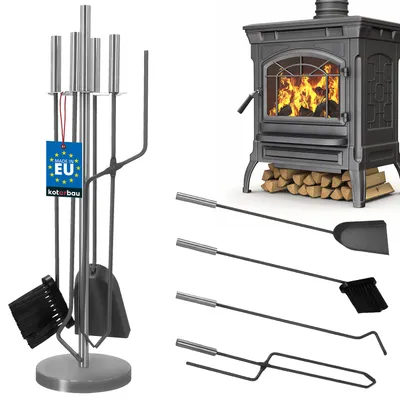 Image de KOTARBAU® 5 pcs. acier inoxydable Garniture de cheminée Poêle à bois Couverts