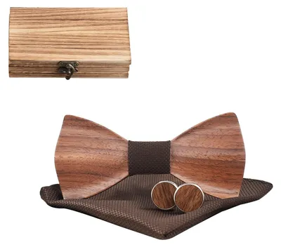 Image de Solidchoice - Coffret de cravates en bois pour hommes, comprenant des boutons de manchette et un mouchoir de poche