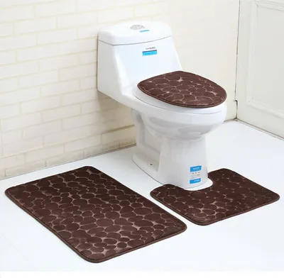 Produktbild von Topchances 3-teiliges Badematten-Set, rutschfester WC-Vorleger und Badematte Teppiche angenehm weiches Wasser saugfähig