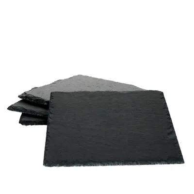 Produktbild von 4x Schieferplatten 17 x 17 cm Tisch-Set Untersetzer Servierplatte Naturschiefer