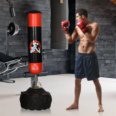 Obrázek produktu pro Boxovací Pytel Stojící, Volně Stojící Boxerský Tréninkový Přístroj Pro Dospělé, S Přísavkou, Černá+Červená, 60X60X180Cm