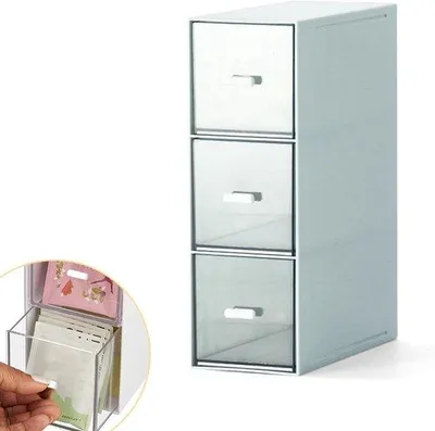 Immagine prodotto di Organizer da cucina con 3 cassetti in plastica blu
