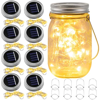8er-Pack Ersatzdeckel für Solarlampen, 30 LED, Solar-Mason-Glas-Deckel