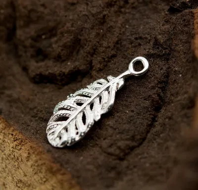 Produktbild von 1 Anhänger 'Feather' Feder, Sterlingsilber, 17x6mm