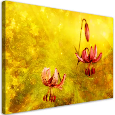 Produktbild von Leinwandbild Verwelkte Tulpen Blumen 100x70 Feeby Gelb bild für die wand bereit zum aufhängen
