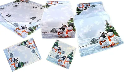 Produktbild von Tischwäsche mit Motiv Schneemänner im Winterland 50 x 150 cm