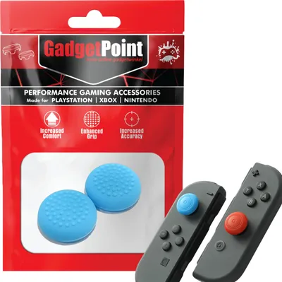 Produktbild von Thumbgrips - Thumb Grips voor Nintendo Switch Joy-Con Controllers - Gaming Thumbgrips - Performance Anti-Slip Thumbsticks - Bescherming Accessoires - Thumbs Stippen - Blauw -