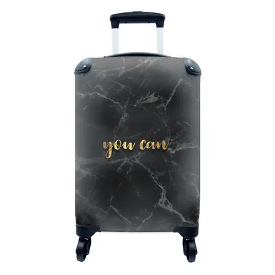 Produktbild von MuchoWow® Koffer Handgepäck Trolley Rollkoffer Kleine Reisekoffer mit 4 Rollen - Zitate - Motivation - Gold - Marmor - Cabin Size < 55x40x23 cm & 55x40x20 cm - Fotokoffer - Kabinenkoffer - Boardgepäck - Reise-Box - Reisekoffer - Reisegepäck - Koffer mit Bild - Trolley für Kinder