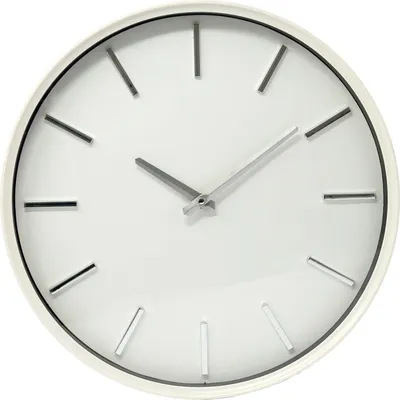 Produktbild von Wanduhr Analog Quartz Ø 35,5 cm Ziffernblatt Striche Kunststoff Weiß Rund