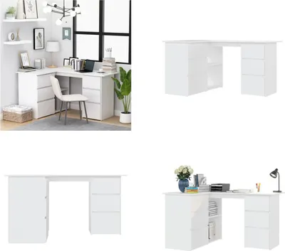 Produktbild von vidaXL Eckschreibtisch Weiß 145x100x76 cm Holzwerkstoff - Schreibtisch - Schreibtische - Computertisch - Computertische
