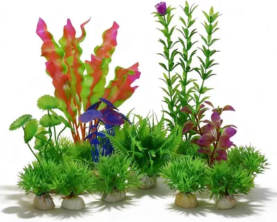 Productafbeelding van Kunstmatige aquariumplanten 16 stuks, 4 maten, voor aquarium