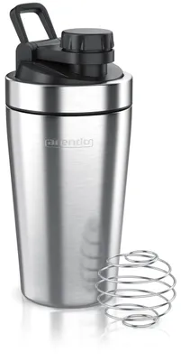 Produktbild von Arendo - Eiweiß Shaker Edelstahl 500ml, Protein Shaker mit Mixkugel, BPA frei, Mixbecher, Metall Premium Eiweißshaker, Tragegriff, Spülmaschinengeeignet, To Go für Yoga Fitness Sport, Silber – C: Silb