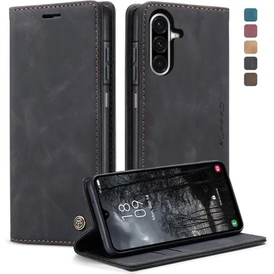 Immagine prodotto di Custodia a libro per Samsung Galaxy A17 4G/5G, in ecopelle, colore nero, con portacarte e funzione stand