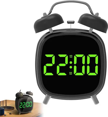 Produktbild von LED-Tischuhr mit großem Alarm, Doppelglocke,Retro Wecker Nachtlicht, Kinder & Erwachsene