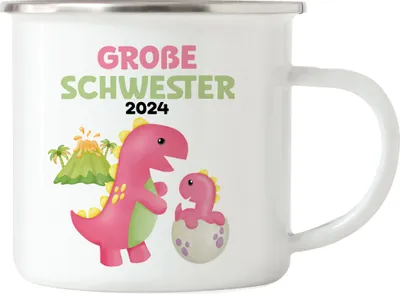 Produktbild von Große Schwester 2024 Emaille Tasse Baby Geburt Geschwister Familie Liebe Geborgenheit Kleinkind Geborgenheit Sister