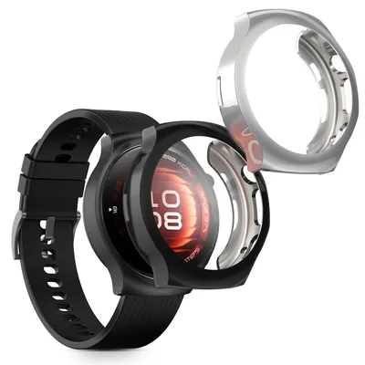 Produktbild von kwmobile 2x Silikon Hülle für Huawei Watch 5 42mm Schutzhülle - Fullbody Display Cover Set aus Silikon - Schwarz Silber