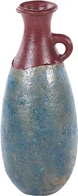 Produktbild von BELIANI Dekovase Blau u. Braun aus Terrakotta 50 cm Hoch Handgefertigt Antiker Römischer Stil Vintage Look Antike Dekoration