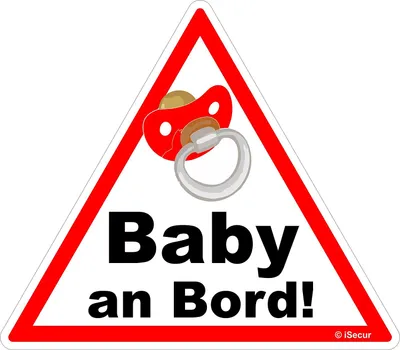 Produktbild von 1 Auto-Aufkleber Baby an Bord I kfz_223 I 16 x 14 cm groß I Mädchen Sticker mit Schnuller I Hinweis-Aufkleber Achtung Vorsicht dreieckig wetterfest