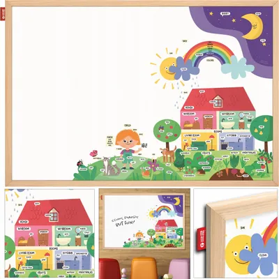 Immagine prodotto di Lavagna magnetica a secco per bambini, educativa, 60 x 40 cm, inglese