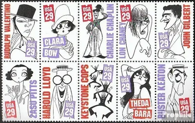Produktbild von Briefmarken USA 1994 Mi 2440-2449 Zehnerblock (kompl.Ausg.) postfrisch Stummfilmstars