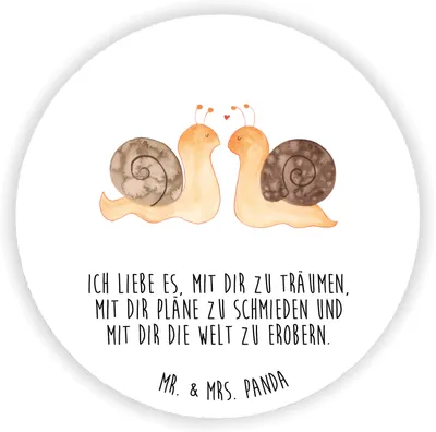 Produktbild von Mr. & Mrs. Panda Kühlschrankmagnet Schnecken Liebe - Weiß - Geschenk, magnet für kühlschrank, pinwand, Jahrestag, Zukunft, Freundin, whiteboardmagnet, magnettafel, Träume