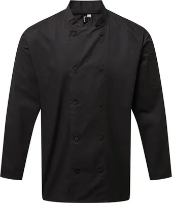 Produktbild von Premier - "Coolchecker" Kochjacke für Herren/Damen Unisex Langärmlig RW7450 (2XL) (Schwarz)