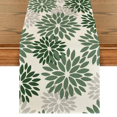 Zdjęcie produktu dla Obrus w kwiaty, ciemnozielony, 40 x 240 cm