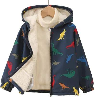 Productafbeelding van Currero Winterjas Jongens Marineblauwe Dinosaurus 3-4Y