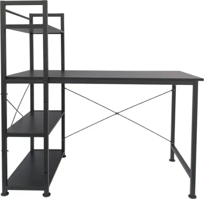 Produktbild von Schreibtisch Computertisch Tough - 3 Lagerregale - Industrial Modern - Metall Holz - Schwarz